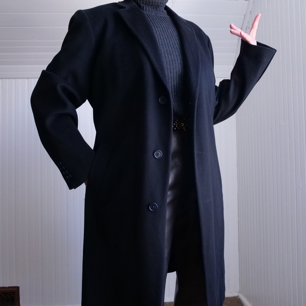 Brooks Brothers Loro Piana soft black wool overcoat RN93986